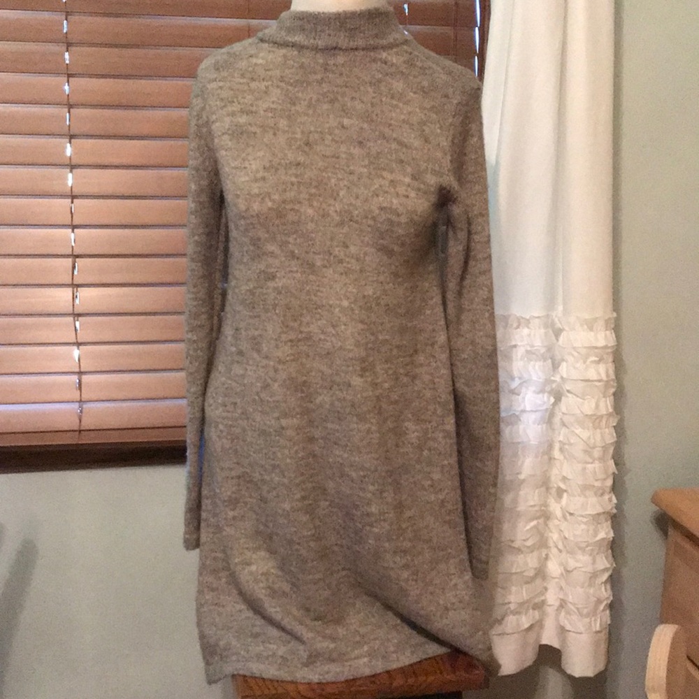 Tan, turtle-neck dress
